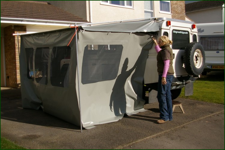 Trying the sides to the awning