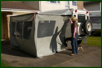 Trying the sides to the awning